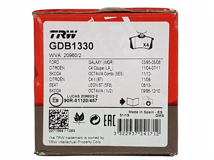 TRW KLOCKI HAMULCOWE GDB1330