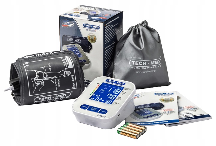 CIŚNIENIOMIERZ NARAMIENNY TECH-MED TMA-10 ARYTMIA PODŚWIETLANY EKRAN ETUI