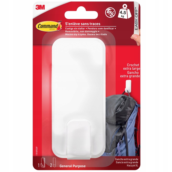 Command haczyk XL do ciężkich przedmiotów do 4,5 kg duży biały 1 szt