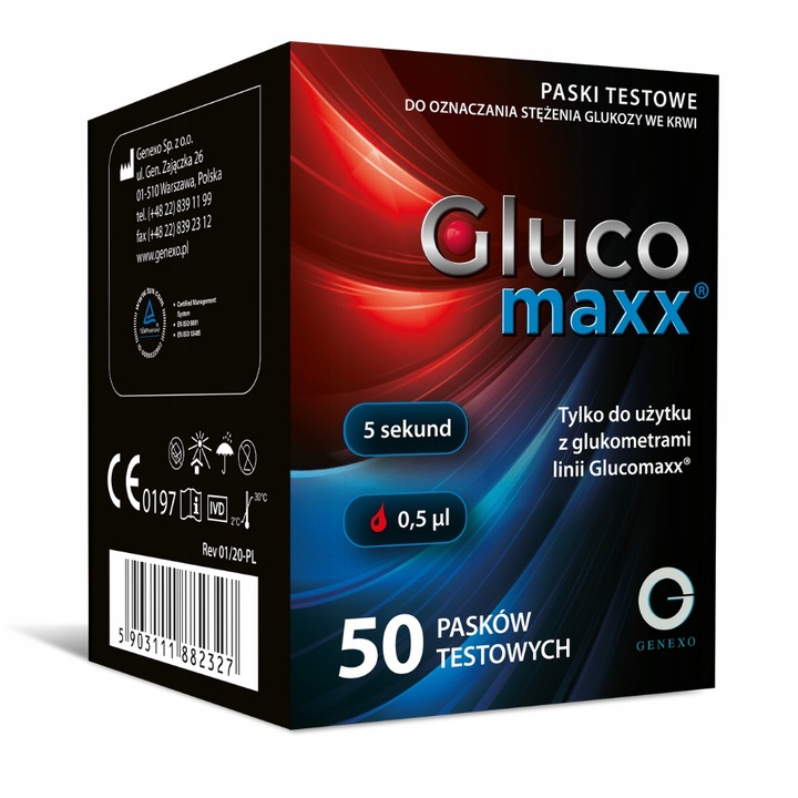 Paski testowe do glukometru Glucomaxx 50 sztuk - Pomiar cukru glukozy