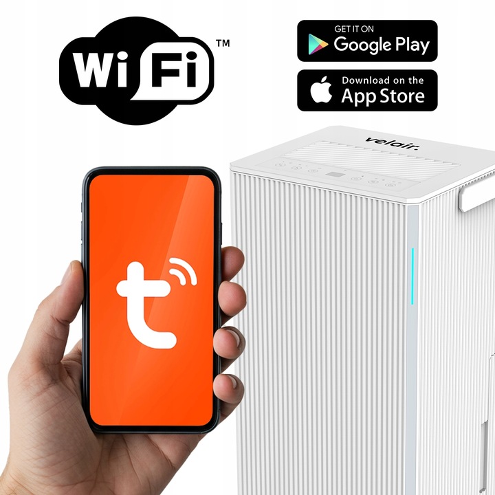 Osuszacz powietrza VELAIR LUMEA 12l/24h WiFi + TIMER pochłaniacz