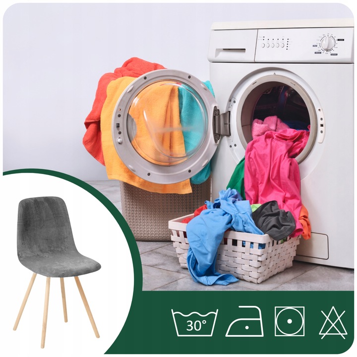 POKROWIEC NA KRZESŁO SKANDYNAWSKIE SZARY WELUR ELASTYCZNY GRUBY UNIWERSALNY