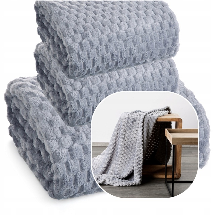 Komplet narzut na kanapę + fotele gruby ciepły koc mikrofibra 3D kolory HIT