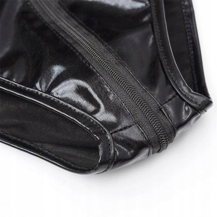 CZARNE błyszczące body Z ZAMKIEM LATEX LATEKSOWE SKÓRZANE BDSM KABARETka L