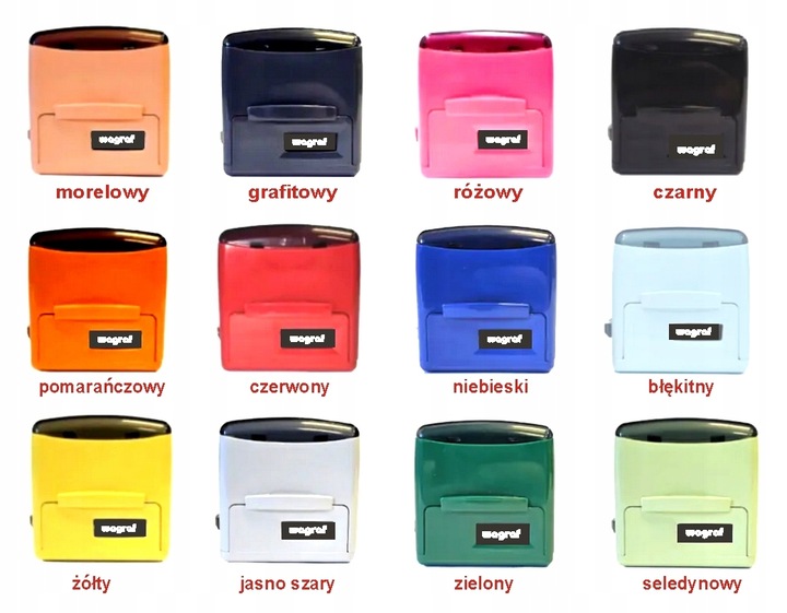 Pieczątka wagraf 4 firmowa LOGO Biurowa 6-7 linii tekstu kolory zatyczka