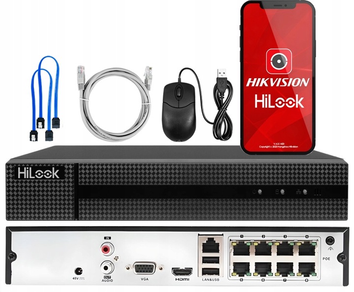 Zestaw Monitoringu 6 Kamer IP 5Mpx Rejestrator PoE Hilook By Hikvision