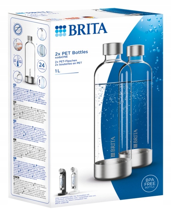 Zestaw 2 butelki plastikowe PET BRITA sodaONE 1l do saturatora