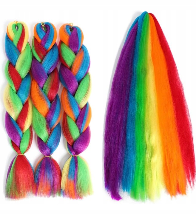ZESTAW 6 SZTUK WŁOSY SYNTETYCZNE DO WARKOCZYKÓW KOLOROWE OMBRE