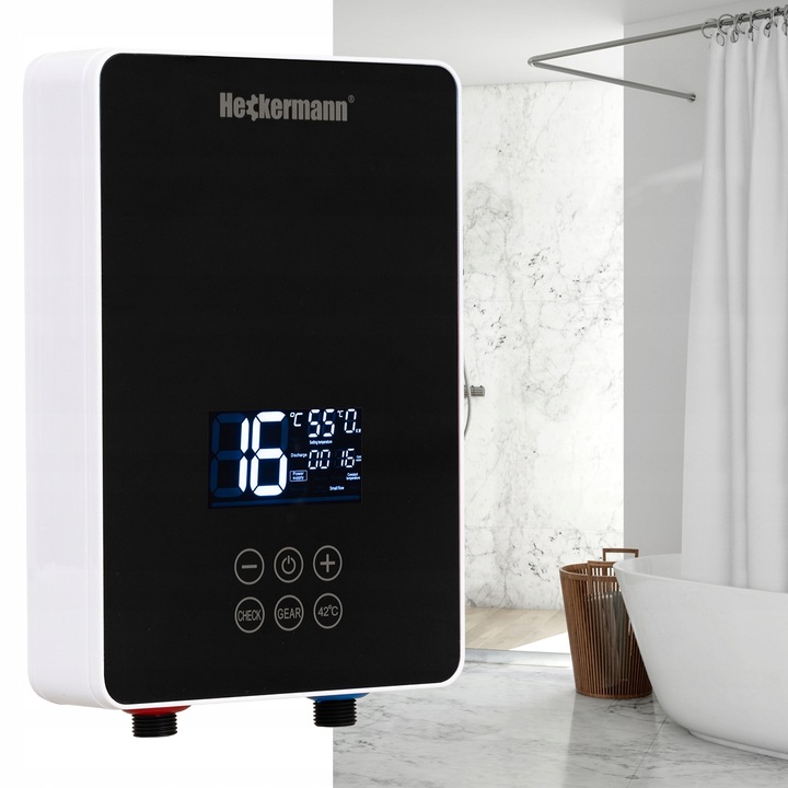 PODGRZEWACZ WODY PRZEPŁYWOWY CZARNY ELEKTRYCZNY 6000W + AKCESORIA SŁUCHAWKA