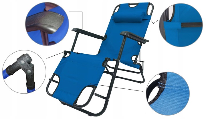 SKŁADANY MOCNY LEŻAK FOTEL OGRODOWY ZERO GRAVITY
