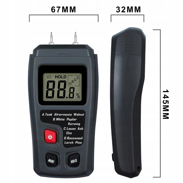 Wilgotnościomierz do drewna Miernik wilgotności drewna WYŚWIETLACZ LCD