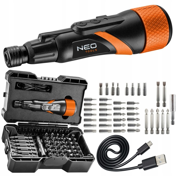 NEO WKRĘTAK ŚRUBOKRĘT AKUMULATOROWY MICRO-USB 3,6V + BITY TORX WKRĘTARKA