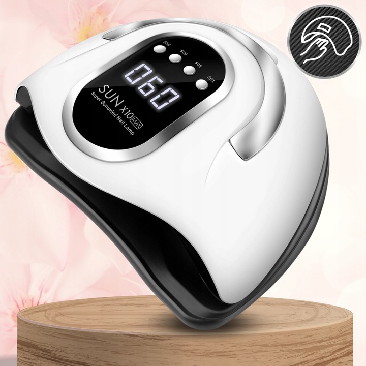 MOCNA LAMPA DO PAZNOKCI HYBRYD ŻELI UV LED SUN X10 MAX LCD Z RĄCZKĄ
