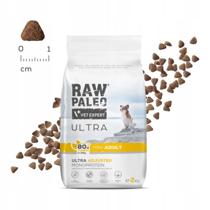Raw Paleo Ultra Mini Adult 2kg Sucha Karma Z Indykiem Dla Psów Małych Ras