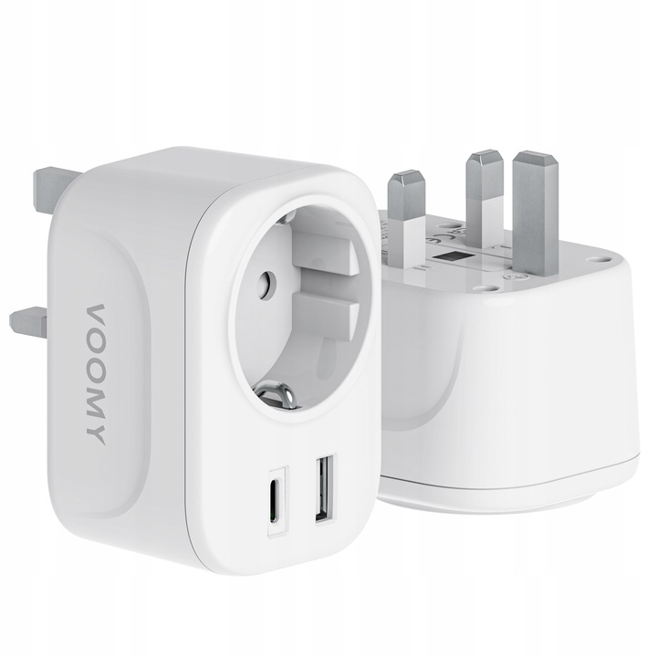 Uniwersalna Przejściówka ADAPTER Gniazda UK EU Ładowarka USB i USB-C ŚWIAT
