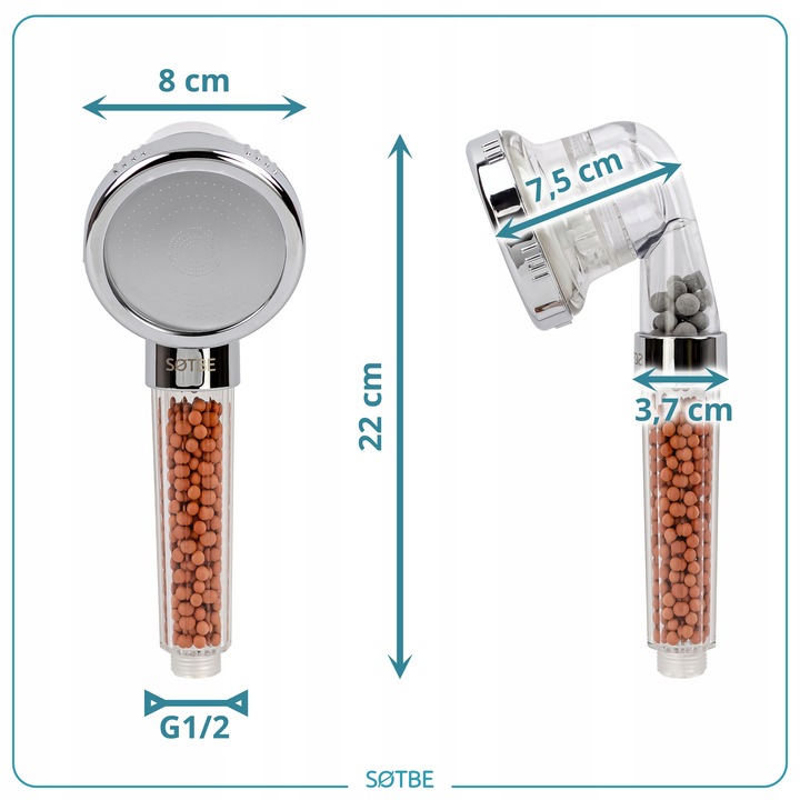 Słuchawka prysznicowa Wysokociśnieniowa 3W1 z filtrami Oszczędzająca Wodę