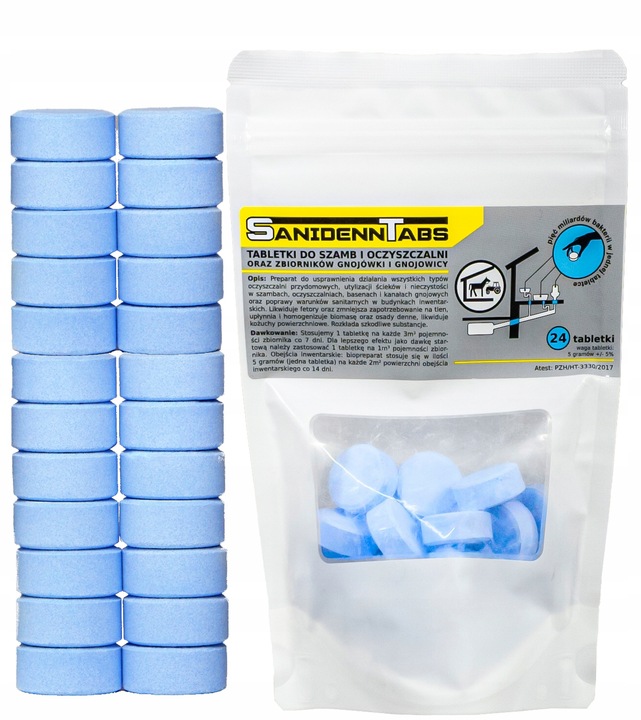 TABLETKI DO SZAMBA BAKTERIE DO SZAMBA I OCZYSZCZALNI SANIDENN TABS