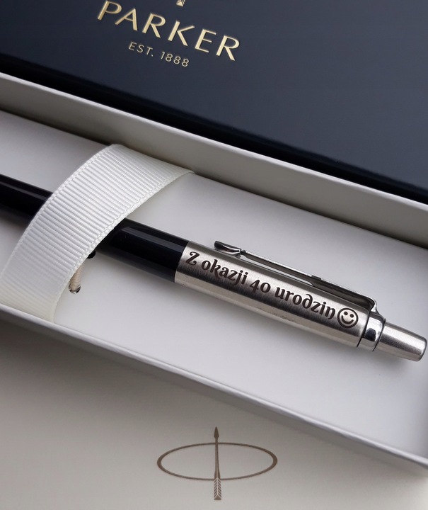 Długopis Parker Stalowy Czarny GRAWER wkład Czarny Egzamin Ósmoklasisty
