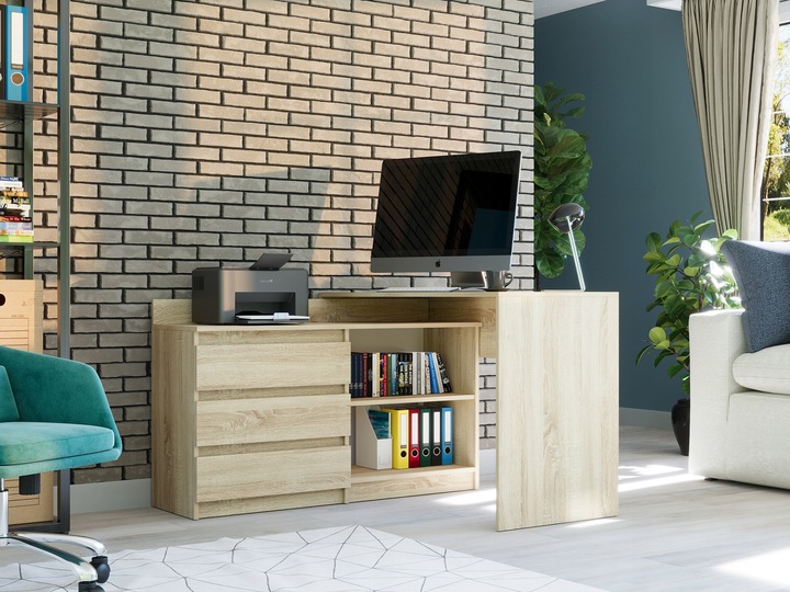Biurko narożne i komoda zestaw 120x50 sonoma N-15