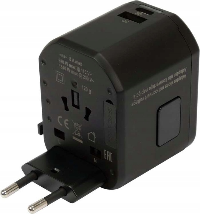 ADAPTER SIECIOWY Z ŁADOWARKĄ USB USB-C USA UK EU