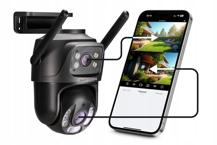 Kamera Zewnętrzna Obrotowa 2 OBIEKTYWY WIFI 2x3MPx LUXTORN ICS33DL-30V1 6MP