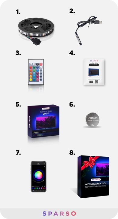 TAŚMA LED RGB 4M USB LEDY DO TV Podświetlenie Telewizora NA PILOTA