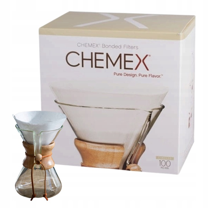 Filtry Papierowe Chemex Okrągłe 100szt Białe 6,8,10 filiżanek Coffee