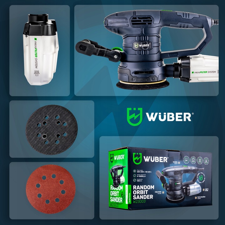 SZLIFIERKA MIMOŚRODOWA OSCYLACYJNA ELEKTRYCZNA WUBER Z REGULACJĄ 1300W