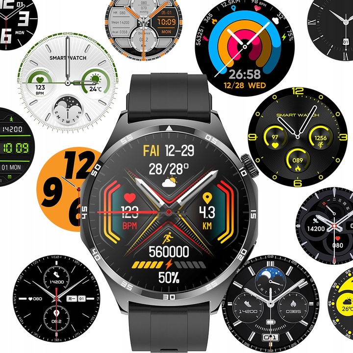 SMARTWATCH ZEGAREK CIŚNIENIOMIERZ EKG GLUKOZA GLIKEMIA HRV ROZMOWY MENU PL