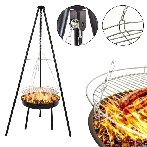 ZESTAW PALENISKO OGRODOWE 2w1 GRILL WĘGLOWY RUSZT + 6x MATA TEFLON BBQ 1000