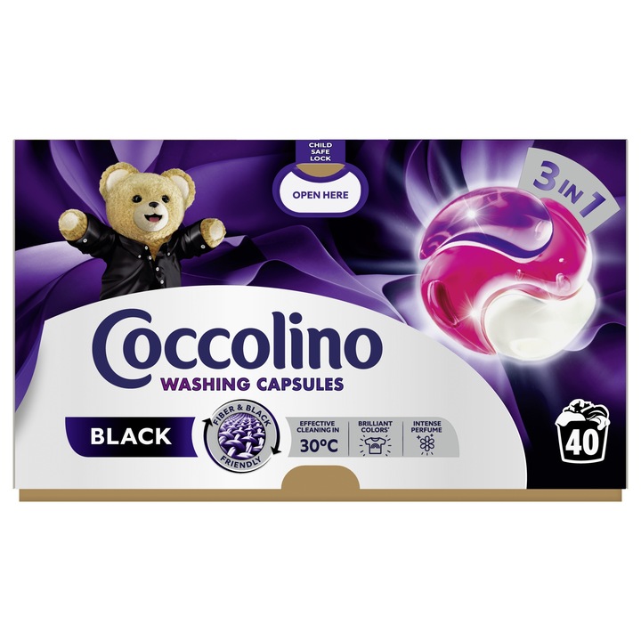 COCCOLINO BLACK 3W1 KAPSUŁKI DO PRANIA CZARNYCH I CIEMNYCH TKANIN 40 PRAŃ
