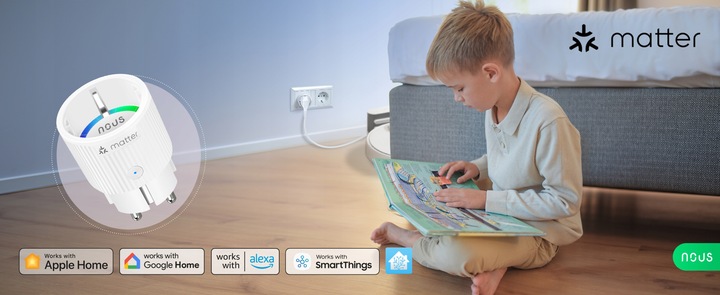 Gniazdo Smart Matter NOUS A8M 16A Home Assistant TUYA Appel HomeKit