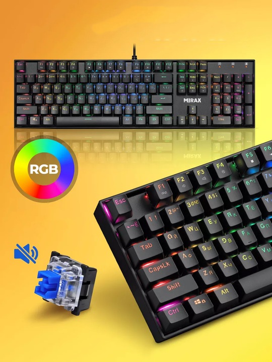 Klawiatura Mechaniczna Gamingowa Podświetlana RGB Pełnowymiarowa MIRAX GK-3
