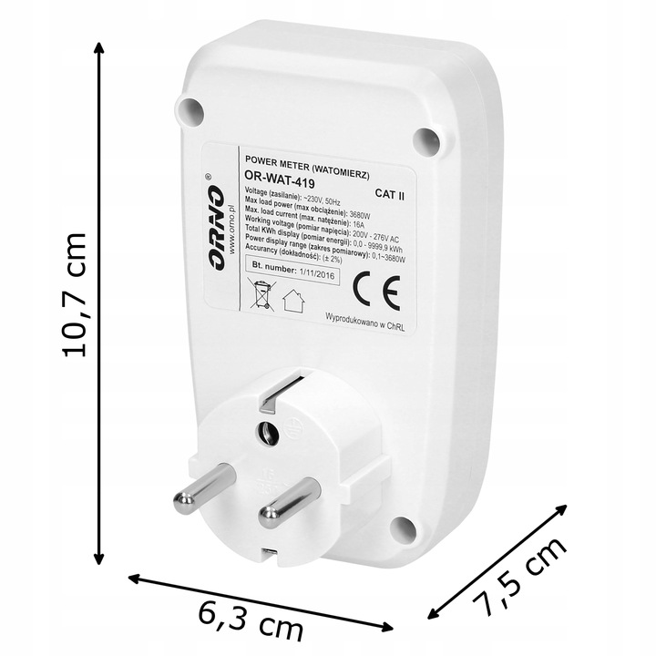 WATOMIERZ MIERNIK LICZNIK ZUŻYCIA PRĄDU POBORU ENERGII ELEKTRYCZNEJ LCD