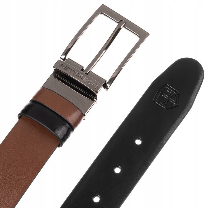 Męski pasek skórzany do spodni Peterson prezent dwustronny wymienne