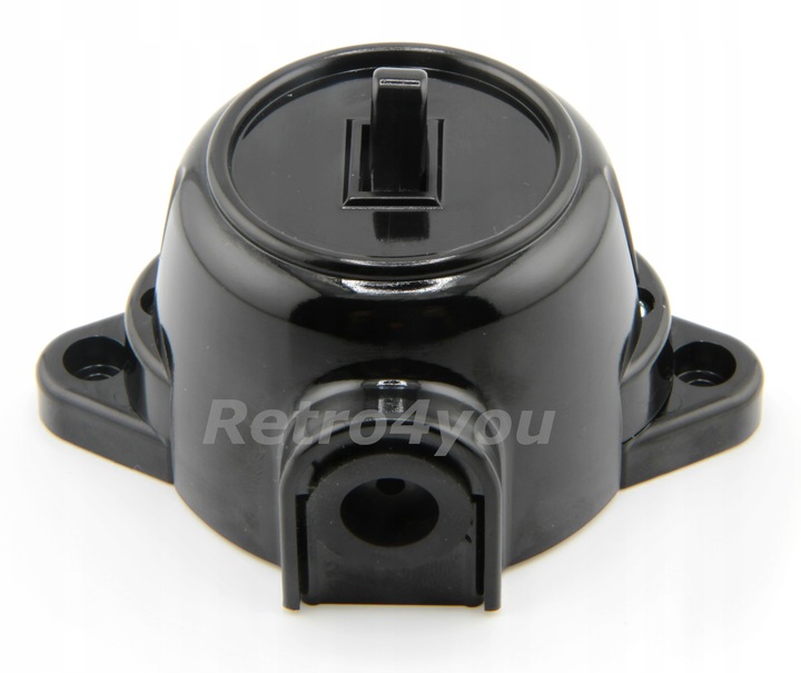 Włącznik czarny retro loft PRL