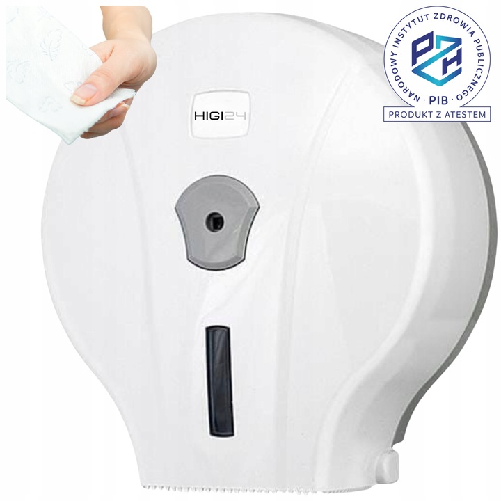 Podajnik Dozownik Pojemnik papier toaletowy Jumbo Biały Naścienny ATEST PZH