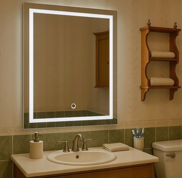 LUSTRO 50X70 Z WŁĄCZNIKIEM DOTYKOWYM OŚWIETLENIE LED LUNA