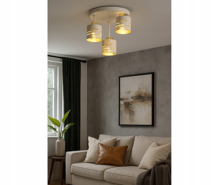 Lampa Sufitowa Plafon Żyrandol Ecru Beżowa Kaszmir Vox Led