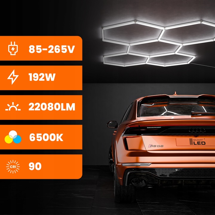 Lampa LED Hexagon Sufitowa Panel Oświetlenie Do Garaż Warsztat 298x209