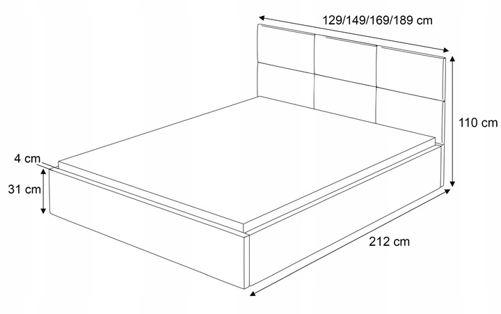 ŁOŻKO TAPICEROWANE PORTO Z PODNOSZONYM STELAŻEM POJEMNIKIEM POŚCIEL 180x200
