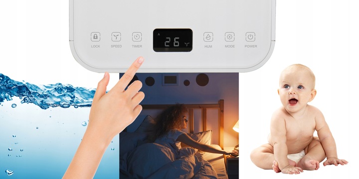 WYDAJNY OSUSZACZ POWIETRZA POCHŁANIACZ WILGOCI CICHY WiFi TIMER 12L/24H