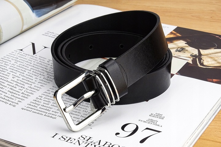 Pasek skórzany CZARNY DAMSKI SKÓRA NATURALNA 130CM GRACIO