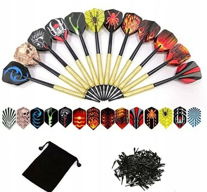 Zestaw 12 RZUTEK DART 100 grotów 42 piórka ET03