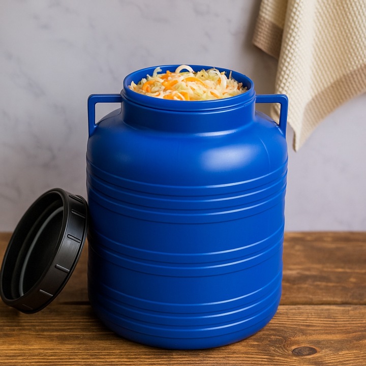 BECZKA PLASTIKOWA 60L DO KISZENIA KAPUSTY NA WODĘ DESZCZÓWKĘ ZAKRĘTKA ATEST