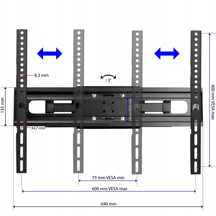 UCHWYT DO TELEWIZORA WIESZAK ŚCIENNY OBROTOWY TV MOCNY SOLIDNY LCD 32-70 CA