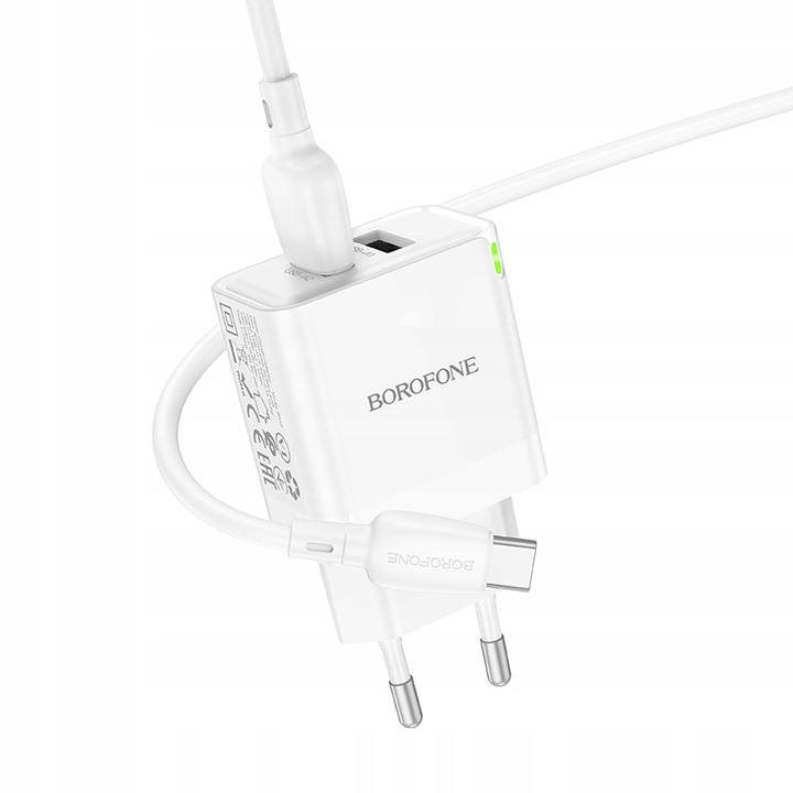 Ładowarka sieciowa (2xUSB - 2,1A, z kablem USB na Typ C) BOROFONE