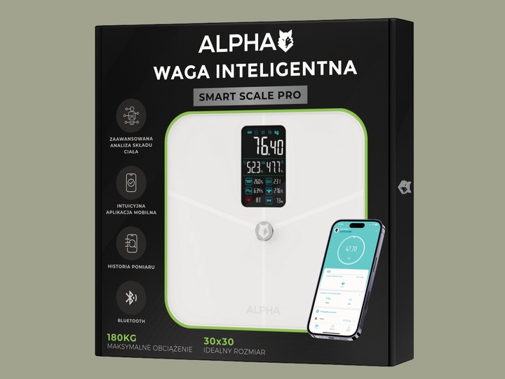 Waga Łazienkowa Elektroniczna Sportowa Alpha - Aplikacja Po Polsku