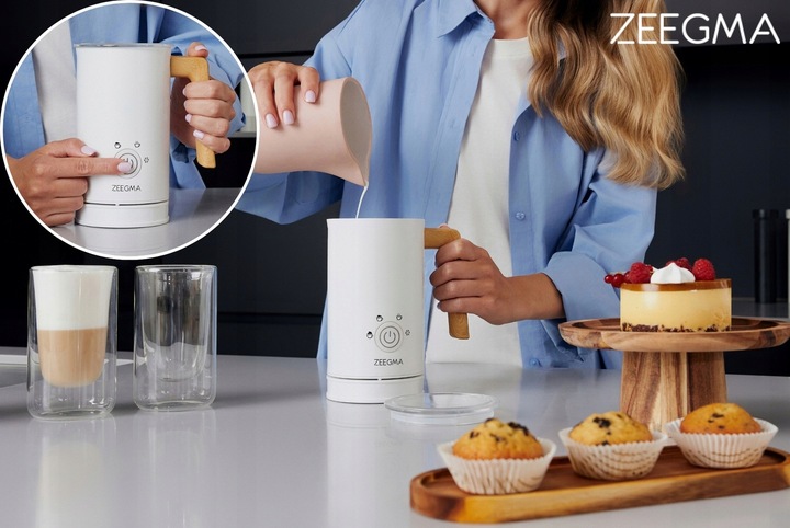 ELEKTRYCZNY SPIENIACZ do mleka Podgrzewacz KAWY PIANY LATTE BIAŁY 240ml