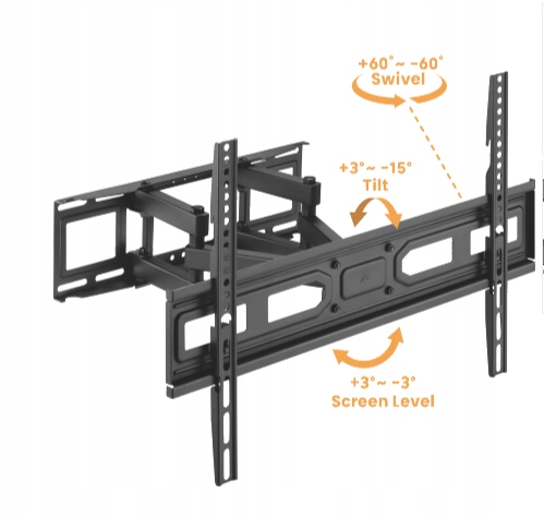 Uniwersalny UCHWYT OBROTOWY wieszak do TELEWIZORA 37-85" + zestaw montażowy